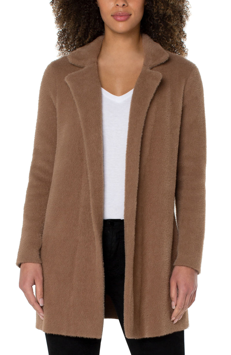 Open Front Cardigan Sweater Coat Camel