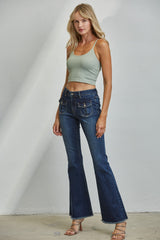 Mid Rise Front Pocket Flare Jeans Marina