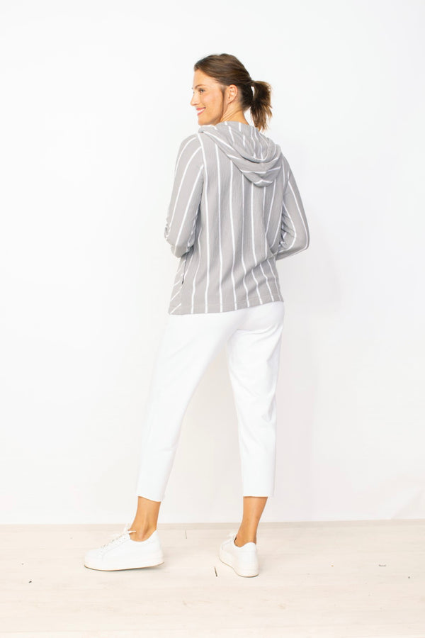 Hooded French Terry Stripe Top Gull