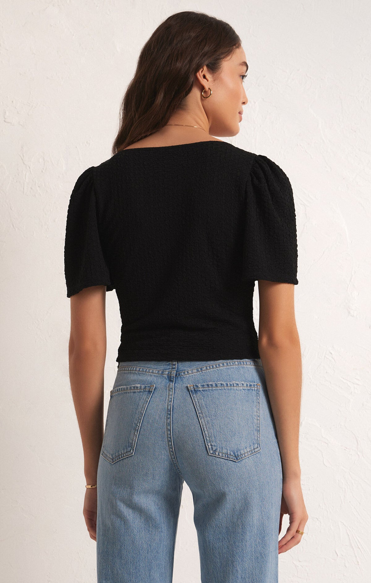 Maxine Knit Flutter Top Black