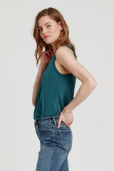 Ellis Vneck Curved Hem Tank Spruce