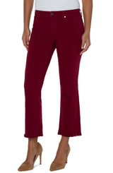 Hannah Fray Hem Straight Crop Flare Pants Red Velvet