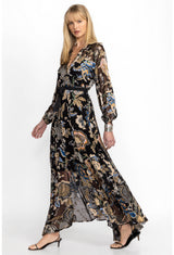 Floral Burnout Chiffon Maxi Dress Multi