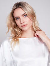 Loose Satin Jersey Combo Top Natural