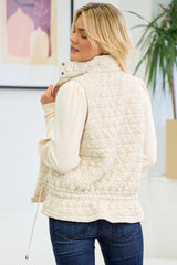 Quilted Drawstring Waist Vest Stone