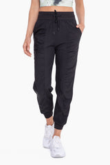 Ruched Leg Drawstring Joggers Black