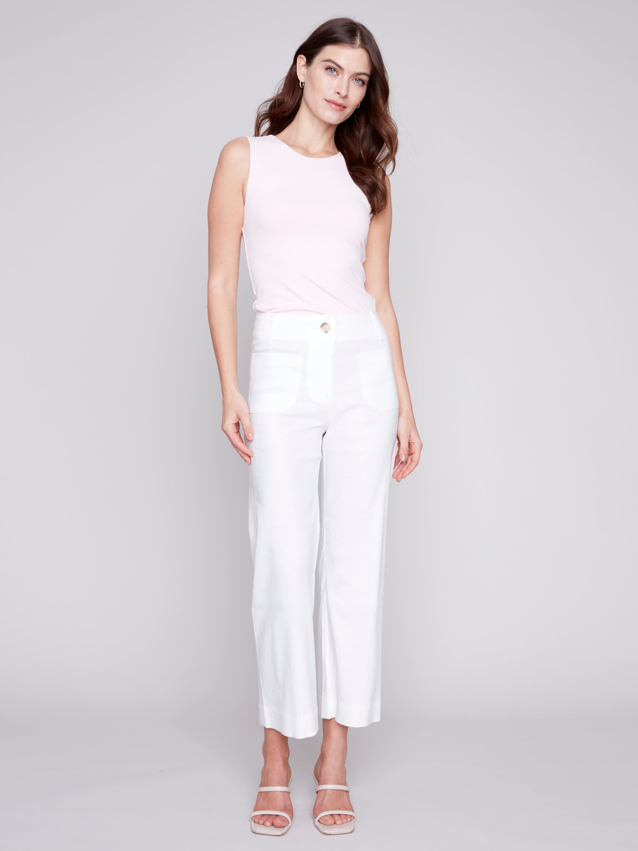 Printed Crop Linen Blend Pants Flourish