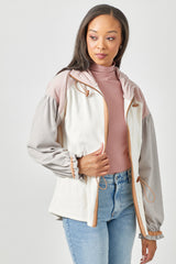 Colorblock Anorak Jacket Ivory Mix