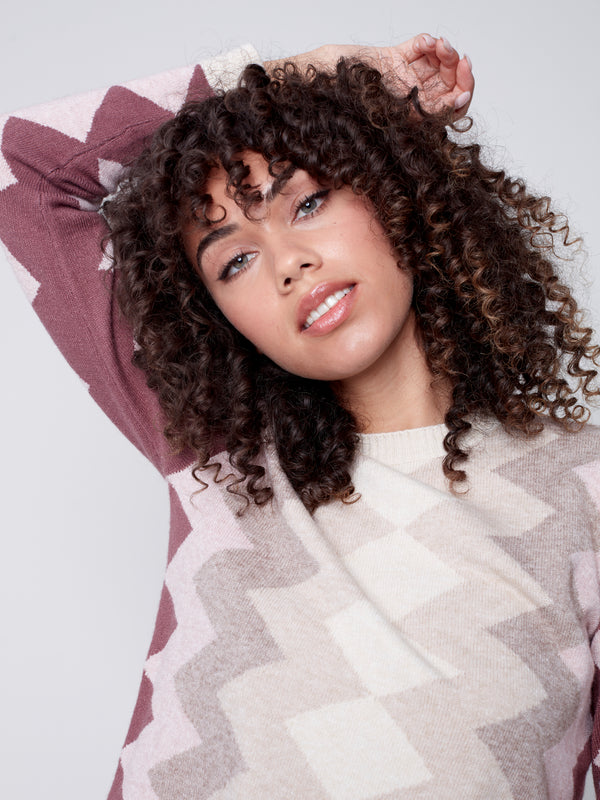 Zig Zag Jacquard Sweater Powder