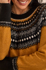 Jacquard Crew Neck Sweater Marigold