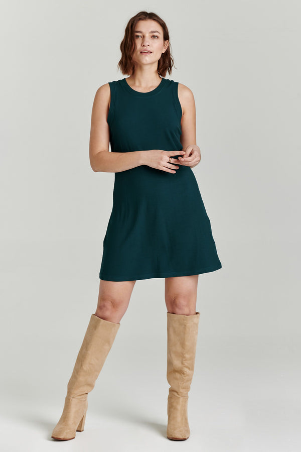 Justine High Neck Sleeveless Dress Spruce