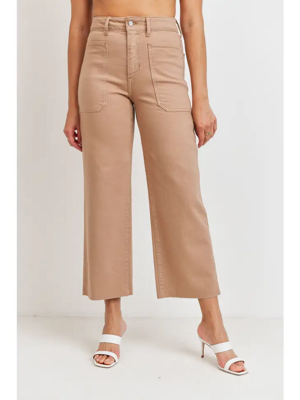 High Rise Utility Wide Leg Jean Latte