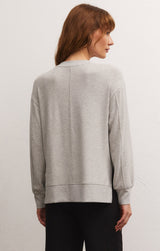 Wilder Cloud Vneck Long Sleeve Top Heather Grey