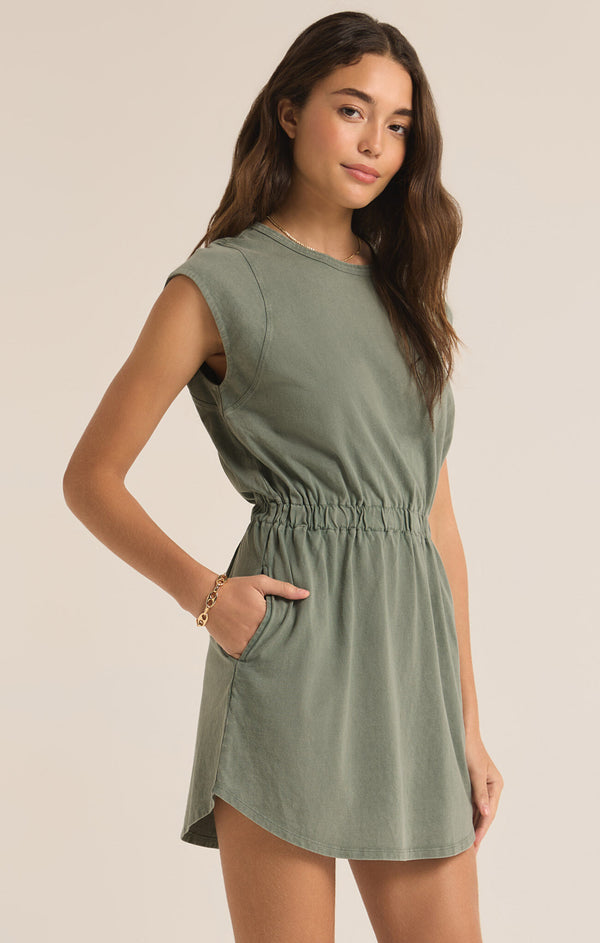 Paxton Jersey Dress Palm Green
