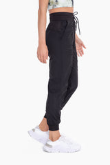Ruched Leg Drawstring Joggers Black