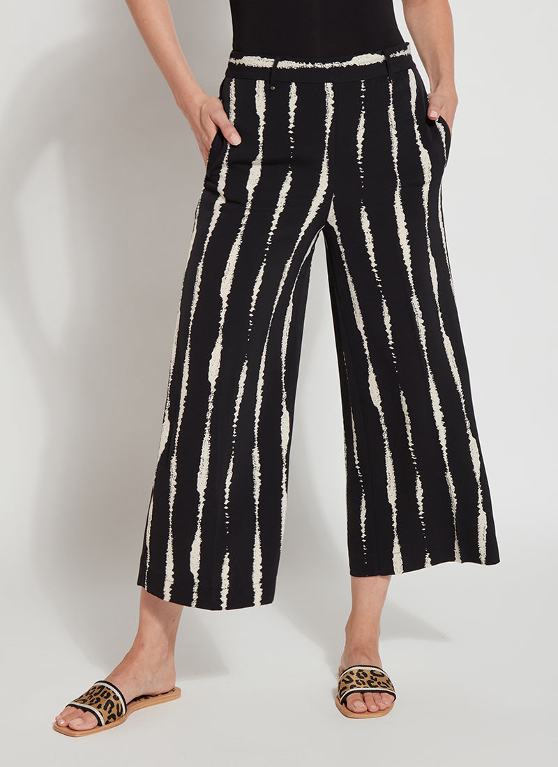 Rhea Wide Leg Crop Pant Black Tidal Stripe