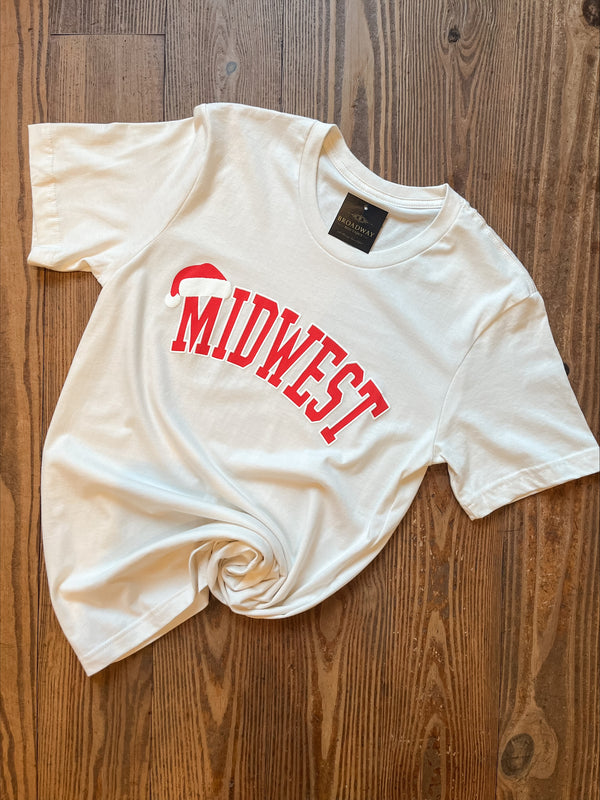 Midwest Puff Santa Graphic Tee Vintage White