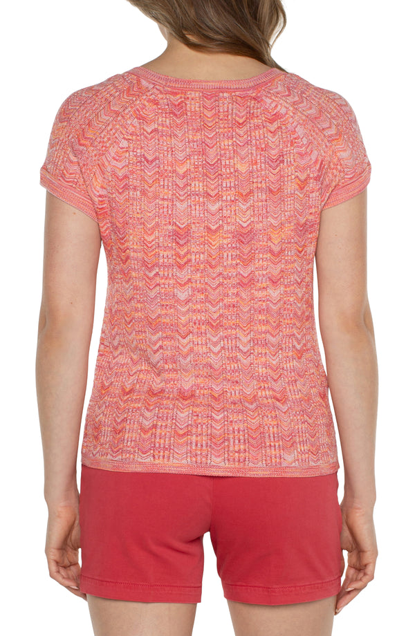 Short Sleeve Raglan Sweater Sugar Coral Space Dye
