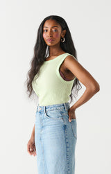 Waffle Knit Tank Top Lime Pastel