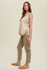 Stitched Detail Sweater Vest Taupe
