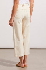 Audrey Button Fly Wide Leg Capri Ecru