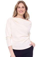 Demi Modal Boat Neck Top Ivory