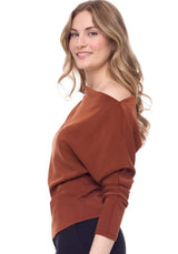 Demi Modal Boat Neck Top Paprika