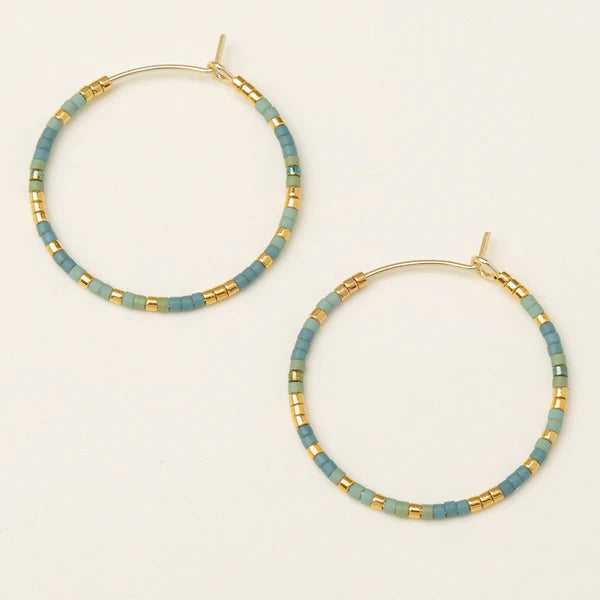 Chromacolor Miyuki Small Hoop Earrings Turquoise Mint + Gold