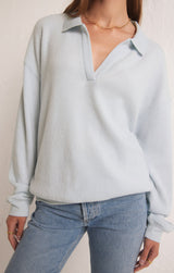 Nico Reverse Fleece Top Pool Blue
