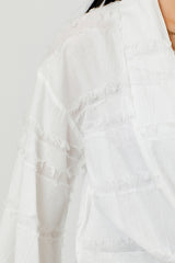 Textured Gauze Tie Front Kimono Off White