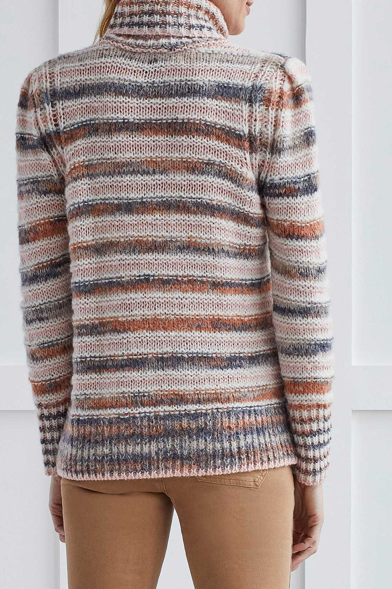 Mixed Knit Stripe Turtleneck Sweater Nomad