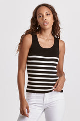 Oak Striped Ribbed Tank Black + White