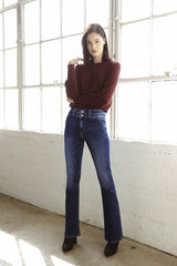 Hi Rise Double Button Bootcut Dark