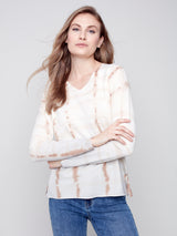 Dyed Print Vneck Sweater Light Grey