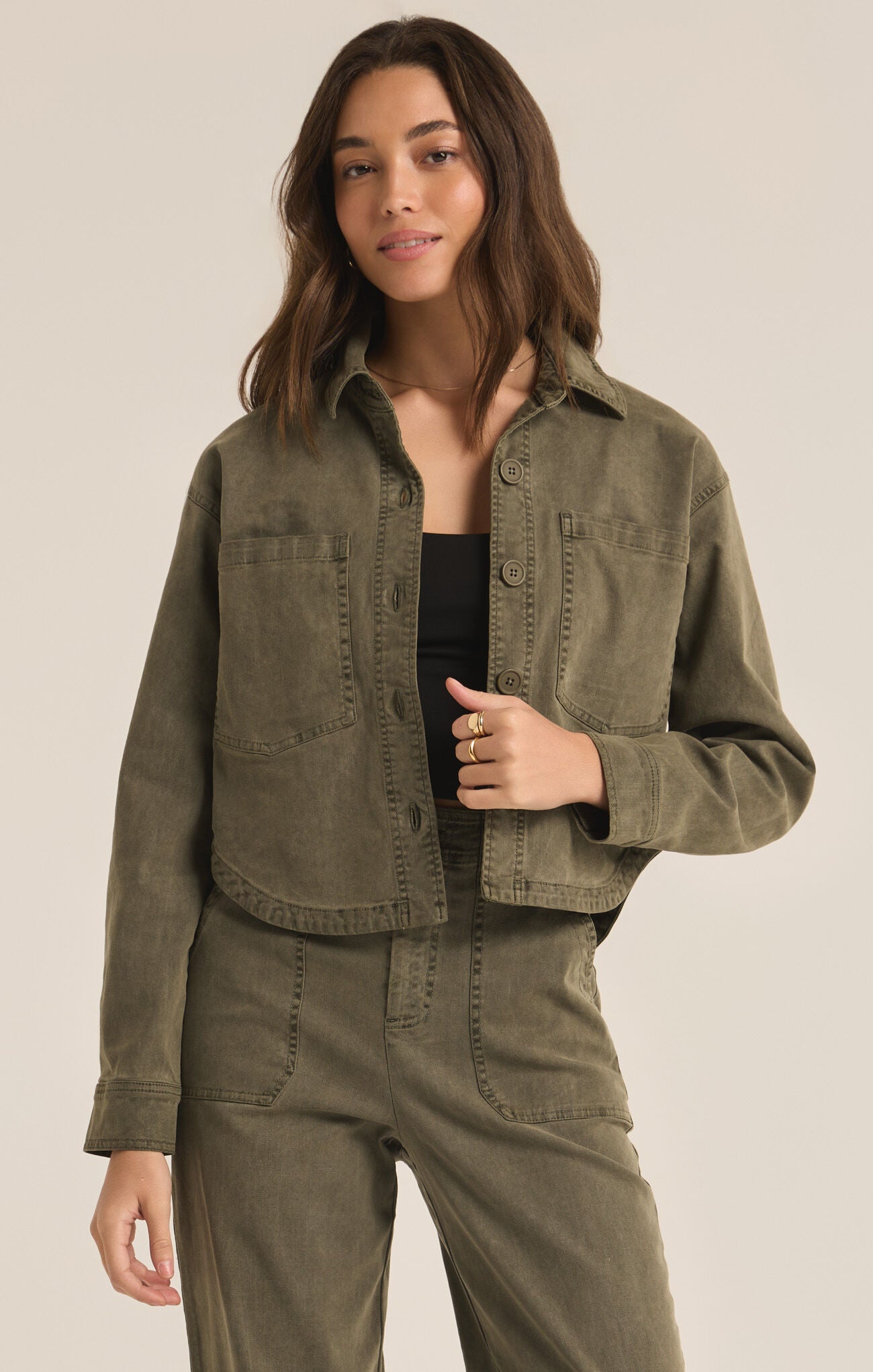 All Day Cropped Washed Jacket Grape Leaf
