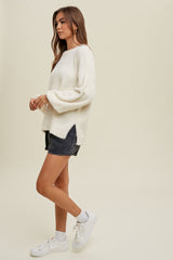 Mohair Balloon Sleeve Sweater Cream