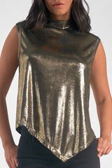 Asymmetric Metallic Tank Gold