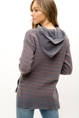 Stripe Pullover Sweater Hoodie Charcoal