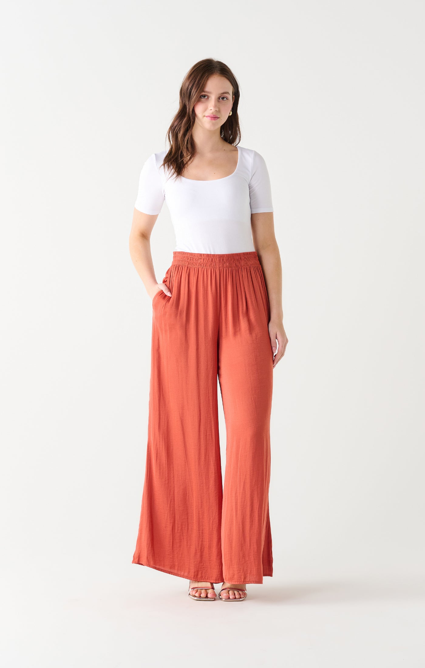 High Waist Flowy Wide Leg Pants Copper