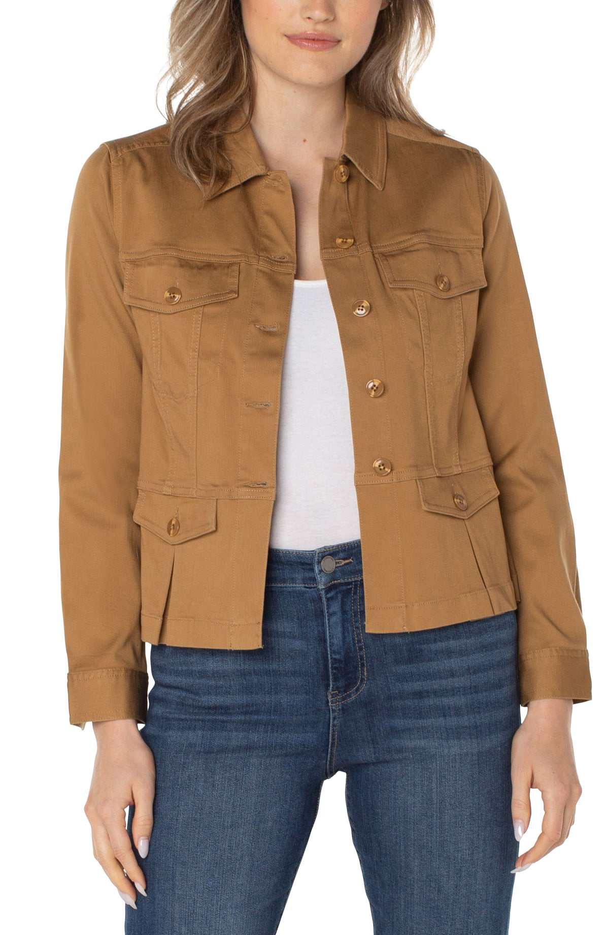 Collared Peplum Buttoned Jacket Granola
