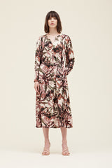 Mod Foliage Tie Waist Dress Rosewood