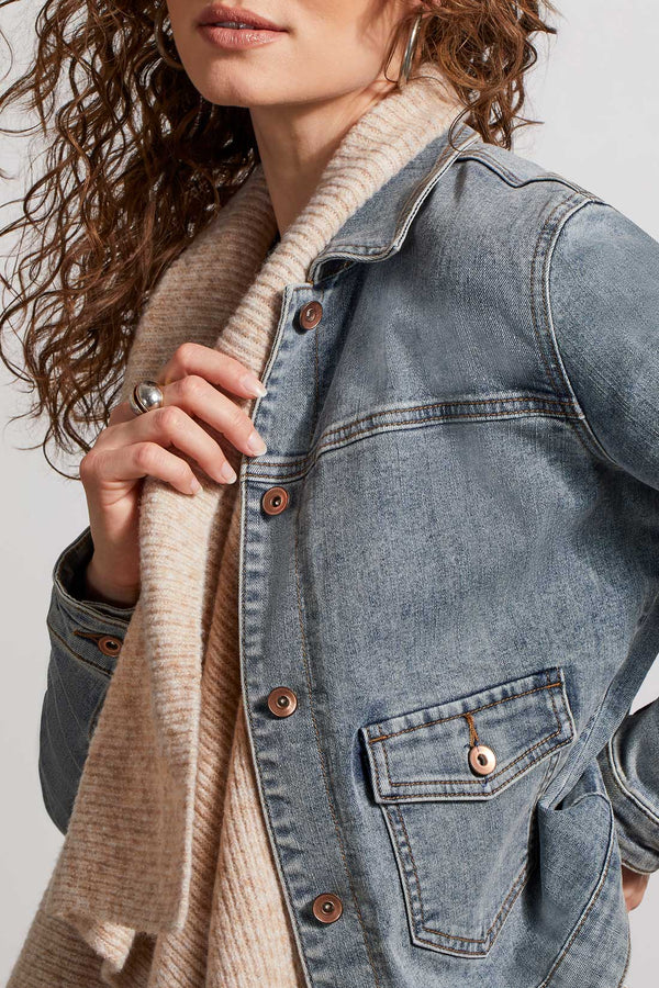 Waterfall Sweater Collar Denim Jacket