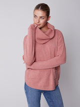 Scarf Rounded Hem Sweater Heather Cinnamon