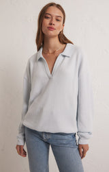 Nico Reverse Fleece Top Pool Blue