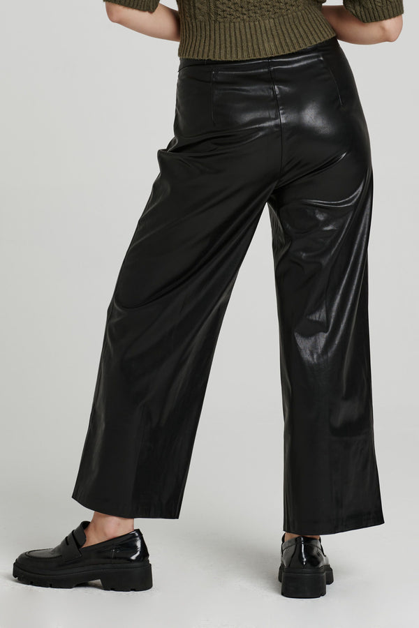 Sparkle Leather Wide Leg Pant Forest