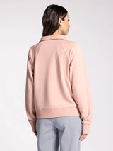 Angie Lux Zip Collared Pullover Dusty Peach