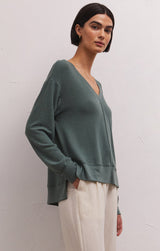 Wilder Cloud Vneck Long Sleeve Top Everglade