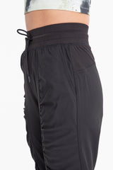 Ruched Leg Drawstring Joggers Black