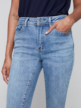Frayed Hem Denim Pant Medium Blue