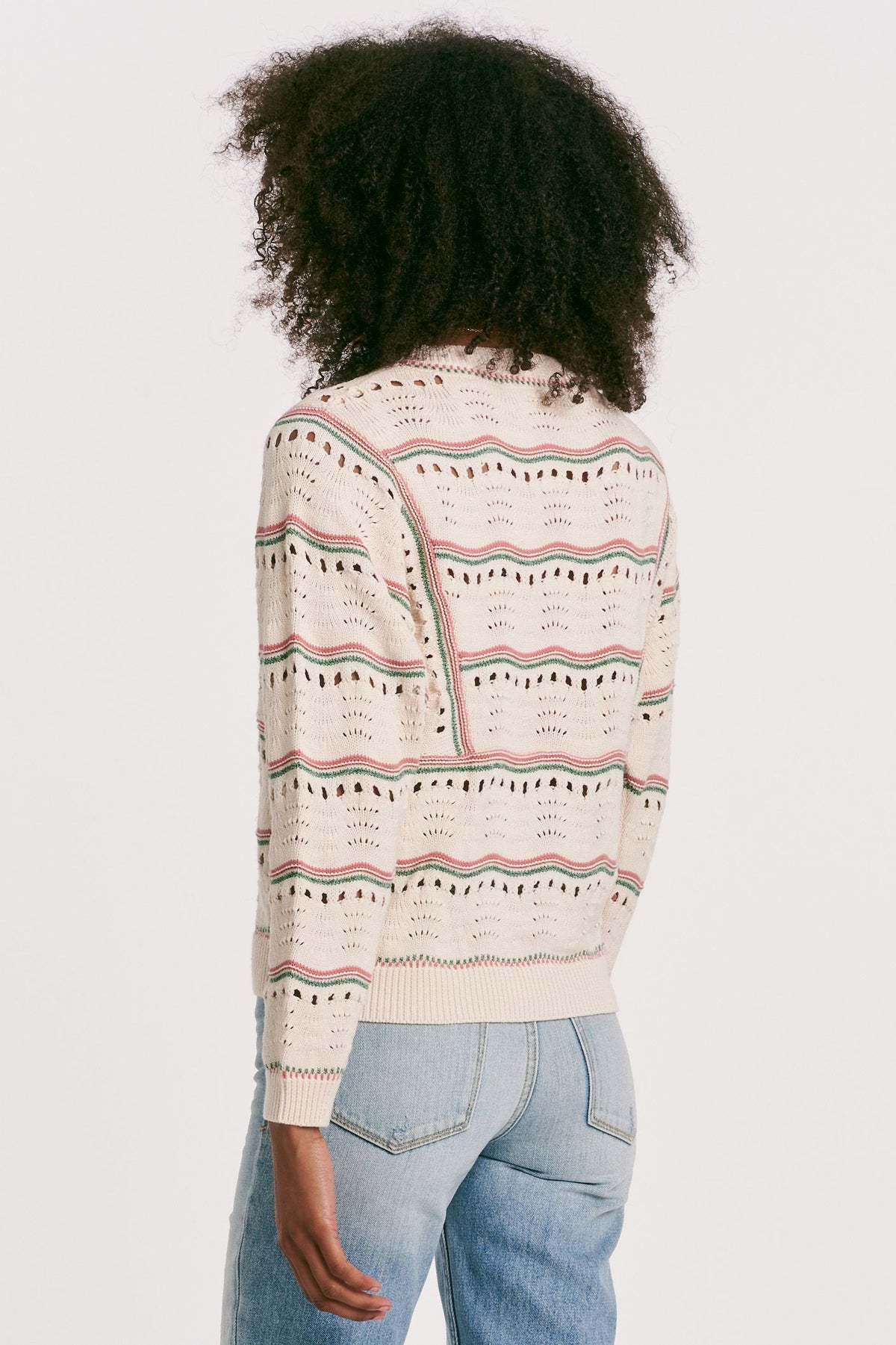 Ramsey Balloon Sleeve Sweater Grapefruit Stripe